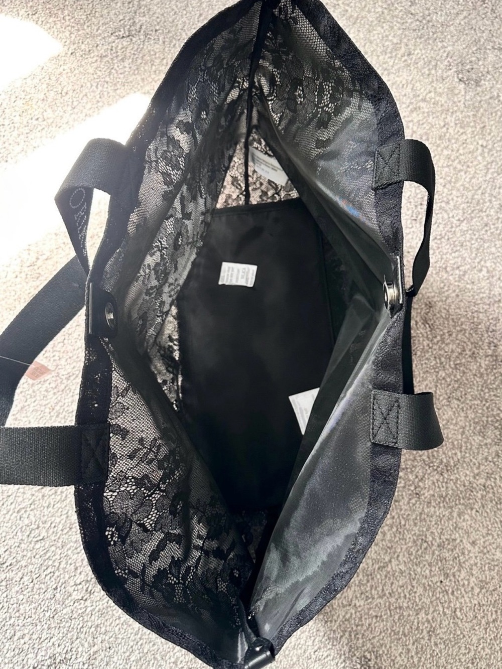 Victoria's Secret Large Black Lace Tote Bag - Picture 7 of 10